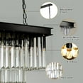 thumbnail image 2 of DingLiLighting 10 Light Black Crystal Chandelier Rectanglar Pendant Light Flush Mount Ceiling Light Fixture Adjustable Height for Living Room Bedroom Dining, E12 Bulbs Included, 2 of 8