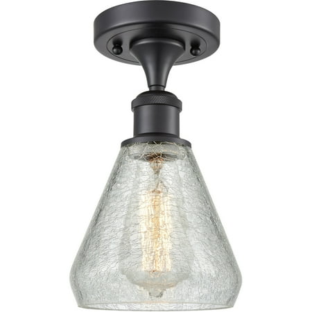 

Matte Black Tone Semi Flush 6 Wide Steel/Cast Brass/Glass Medium Base 1 Light Fixture