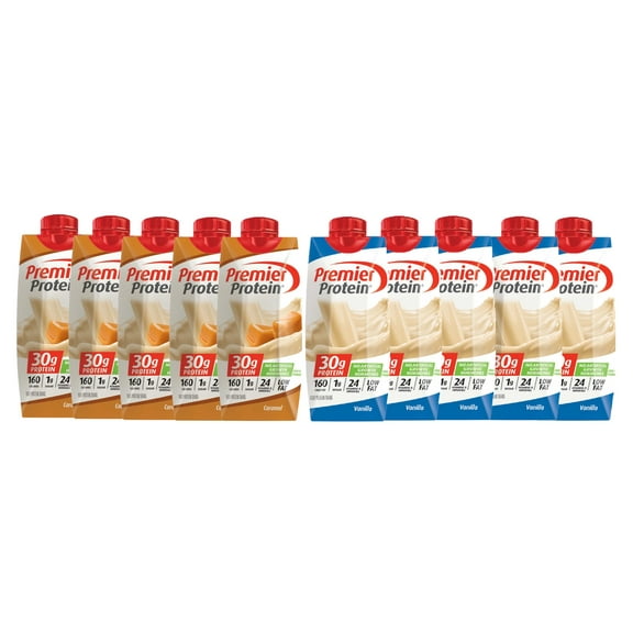 Premier Protein High Protein Shakes - 5 Vanilla, 5 Caramel (11 fl. oz., 10 pack)