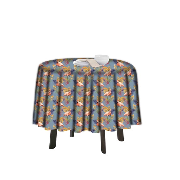eloria Flamingo Printed Round Table Cloth Resistant Washable Decorative Table Cover for Dining Table