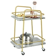 Gymax Gold Serving Cart Utility Trolley on Wheel Rolling Kitchen Rack w/Handle