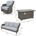 thumbnail image 6 of Nuu Garden Outdoor 4-Piece Fire Pit Table Sofa Set, 47 Inch 50,000 BTU Rectangle Propane Gas Fire Pit with Glass Beads, Aluminum Wicker Swivel Chairs with Cushions, Gray, 6 of 9