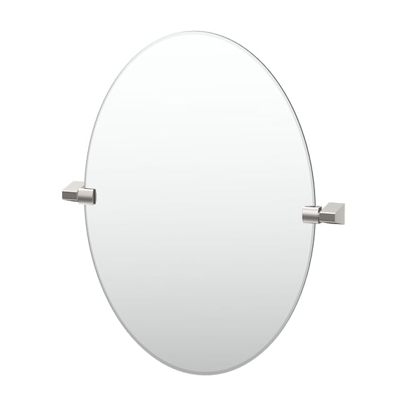 Gatco A-Line 26.5" Frameless Oval Mirror, Satin Nickel