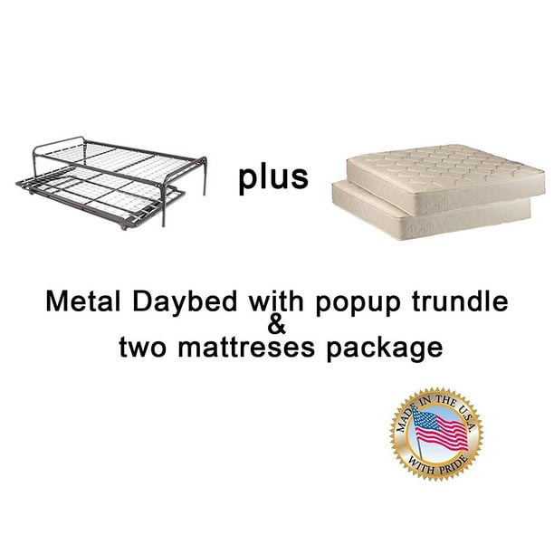 Twin Size Metal Day Bed Daybed Frame, Twin Size Pop Up Trundle Bed Frame