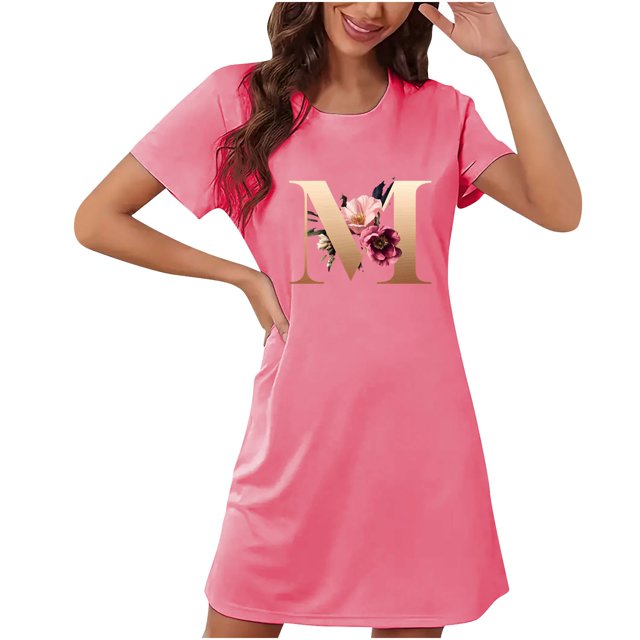COM1950s Shorts pour Femmes, Chemises à Manches Courtes pour Femmes, Chemise de Nuit Courte Surdimensionnée Mode Imprimé Poitrine Manches Courtes, Chemises à Manches Courtes pour Femmes