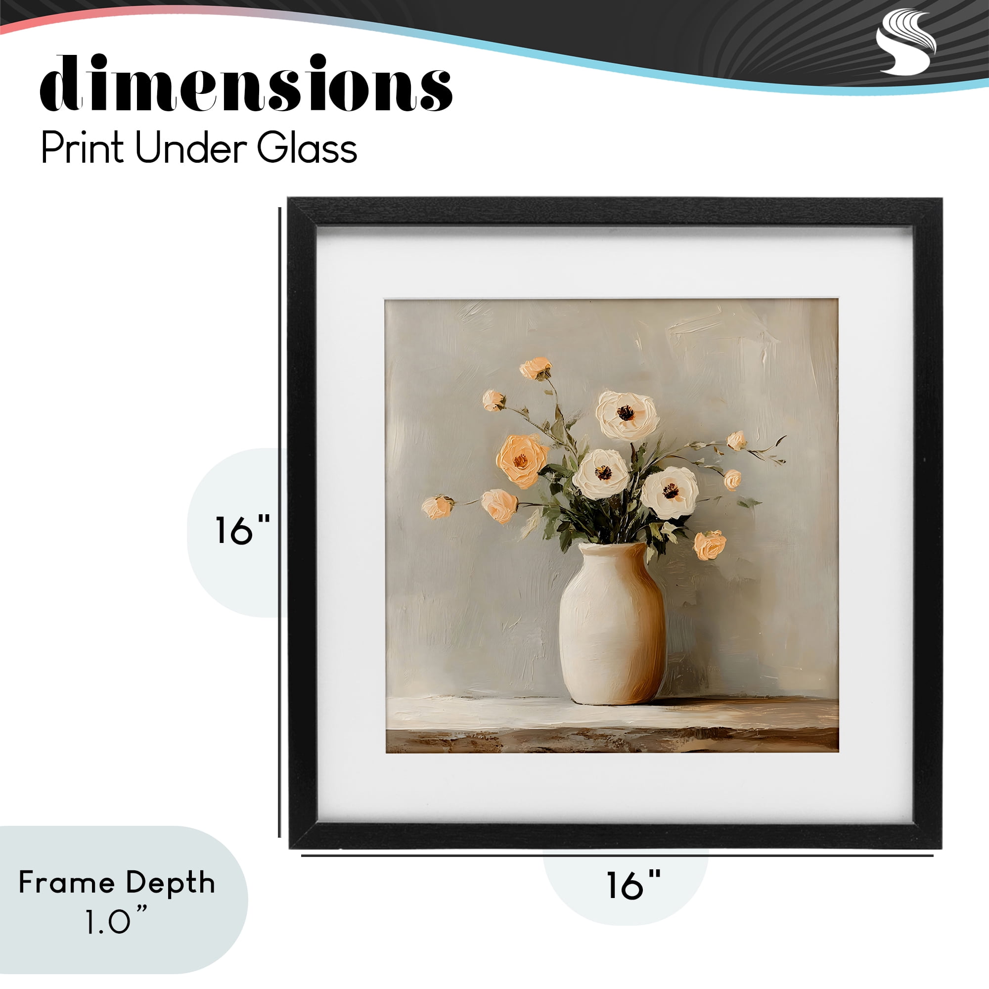 Stupell Industries Simple Floral Vase in Pastels Black Framed Print Under Glass, design by Creative Studio
