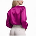 thumbnail image 5 of Towmus Women's Elegant V Neck Satin Blouse Long Sleeve Tops Dressy Business Pullover Tops Teacher Clothes Office Business Dressy Casual Outfits, 5 of 9