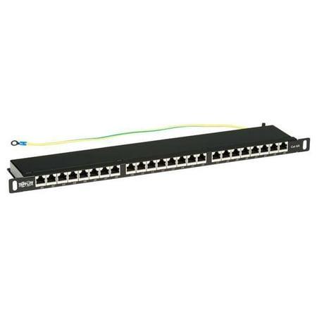 UPC: 0037332248183 | Tripp Lite Cat6a 24-Port High-Density Patch Panel – Shielded Dual IDC 568A/B RJ45 Ethernet 0.5U Rack-Mount (N252A-024-HUSHK)