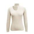 thumbnail image 5 of Women's Sweaters Lightweight Under $15 Casual Round Neck Long Sleeves Solid Color Base Knitted Sweater, 5 of 6