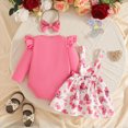 thumbnail image 3 of CAUYDY Newborn Gifts For Baby Girl Shower Outfit Ruffle Long Sleeve Romper Set 0 3 6 9 12 18 Months Preemie Clothing Fall Winter Pink Sizes 12-18 Months, 3 of 9
