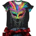thumbnail image 5 of Erwazi Mardi Gras T-Shirt for Women Graphic Printed Short Sleeve Crew Neck Carnival Party Shirt Top, 5 of 6