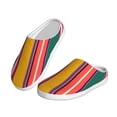 thumbnail image 2 of Fotbe Vertical Stripes Pattern Women's Fuzzy Curly Fur Memory Foam Loafer Slippers Indoor Outdoor Slippers Winter Home Shoes-37/38, 2 of 7