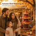 thumbnail image 4 of Christmas Tree Bird Feeder Festive Backyard Holiday Decor, Hanging Reinforced Metal Wild Bird Seed Feeder with Star Topper & Bells for Outdoor Garden Porch Maple Leaf Tree Feeder, 4 of 6