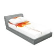 thumbnail image 2 of Watercolor Flower Fitted Sheet & Pillow Sham Set, Single Poppy Flower on Plain Clear Background Nature Inspired Romantic, Decorative 4 Piece Bedding Decor Set, Twinxl, White Orange, by Ambesonne, 2 of 3