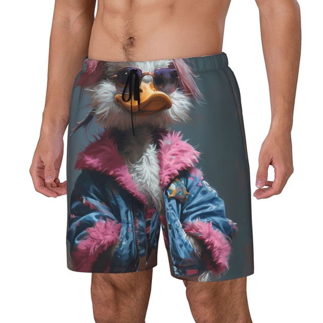 Balery Lady Duck Bañador para hombre, shorts de playa de secado rápido con entrepierna y forro de compresión-Medium