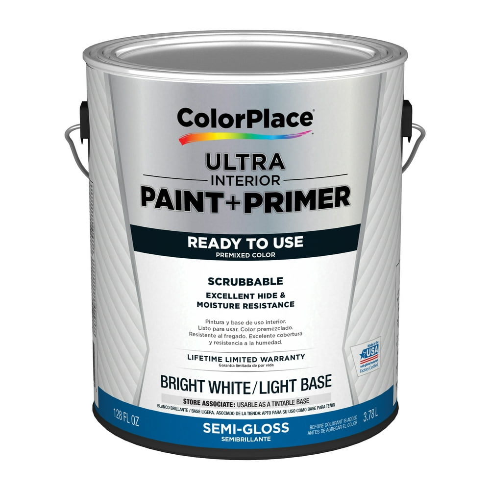 ColorPlace Ultra Interior Paint & Primer, SemiGloss, Bright White