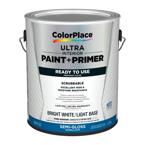 ColorPlace Ultra Interior Paint & Primer, SemiGloss, Bright White