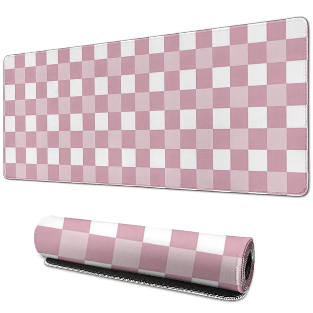 Retro Chess Board Desk Mat,Orange Checker Gaming Mouse Pad,XXL Extended Mouse Pad Mat for Office,Computer,Keyboard with Non-Slip Base Stitched Eges Mousepad ,31.5x11.8in