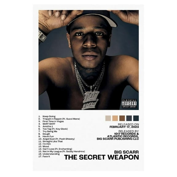 BIG SCARR The Secret Weapon Album Cover Music Poster Rap Home Decor For Living Room Hip-Hop Aesthetic Rapper Album Wall Art Records Poster Wall Decor For Bedroom