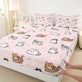 thumbnail image 3 of Homewish Cartoon Cats Twin Sheet Sets 3pcs for Kids Teens,Kawaii Animal Twin Fitted Sheet Microfiber,Dreamy Princess Breathable Flat Sheet,Super Cozy Room Decor, 3 of 7