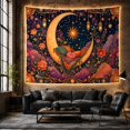 thumbnail image 6 of Golden Engraved Crescent Moon Above Colorful Clouds, Dreamy Boho for Celestial Fans, Moonlit Wall Art, Housewarming Gift, Tapestry Wall Hanging for Bedroom and Studio, 6 of 7