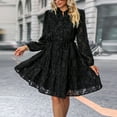 thumbnail image 3 of IWEMEK Women Dresses Fall Loose Fitting Casual Dress Henley Neck Button Down Black Sundress Fashion Chic Party Dress, 3 of 8