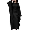 thumbnail image 1 of Vestido Islámico Elegante de Color Liso con Mangas Murciélago para Mujer. Negro M, 1 of 7