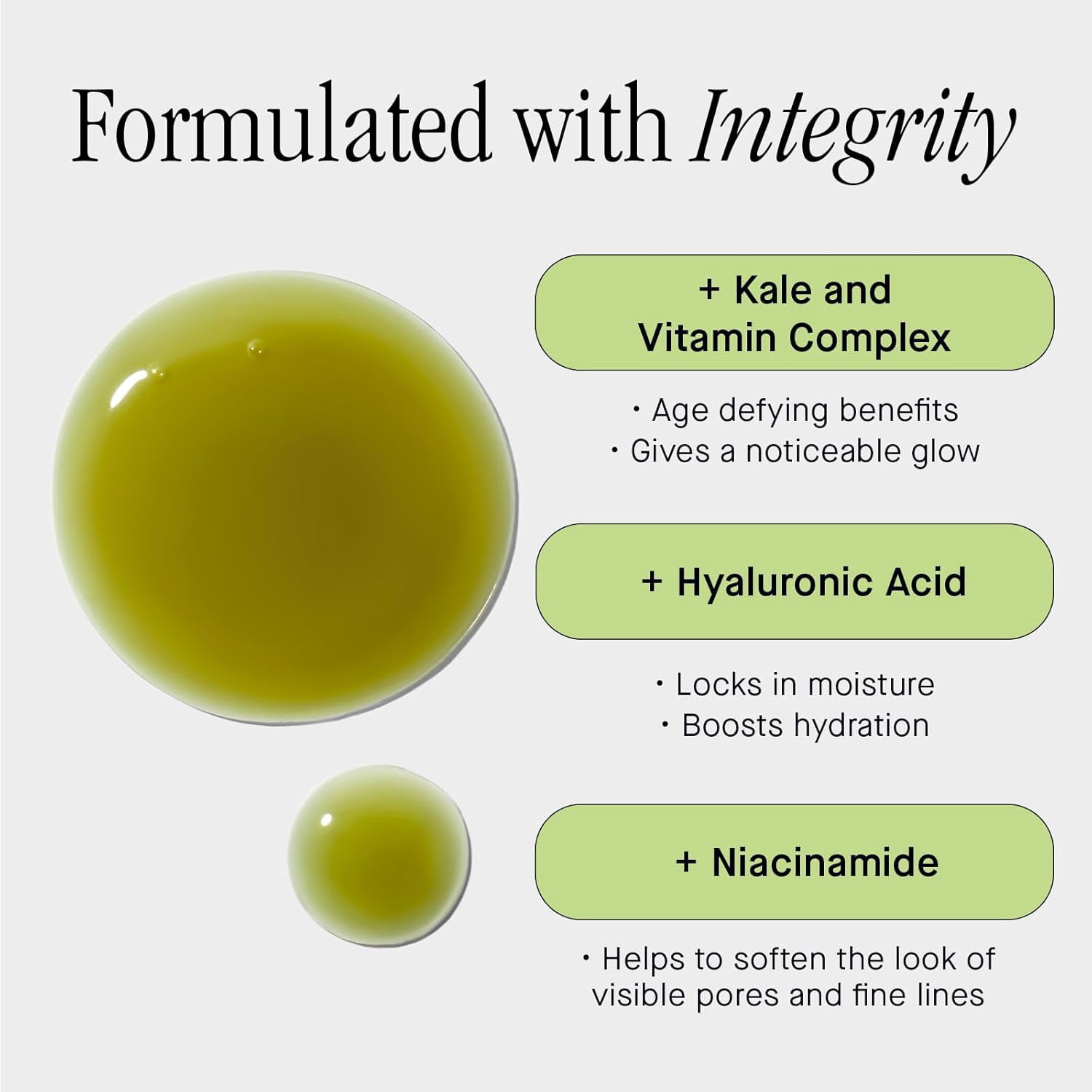 Brandefy Superfood Glow Serum Kale and Vitamin Complex Hyaluronic Acid Niacinamide 1 Fl Oz