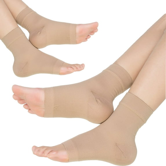 2 Pairs Ankle Brace Compression Sleeves - 8-15 mmhg Open Toe Compression Socks with Arch Support for Women & Men , Relief for Swelling, Plantar Fasciitis, and Sprains – Step into Comfort and Stability