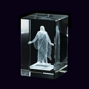 Christus Statue Laser Engraved Crystal Cube by Ringmasters