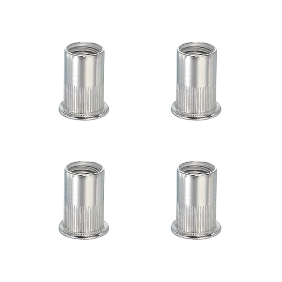Uxcell M12 Rivet Nuts, 4 Pcs 304 Stainless Steel Knurled Flat Head Threaded Insert Nuts Assortment Kit