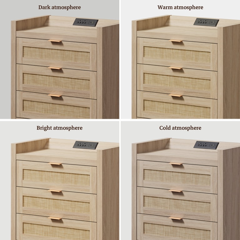 SICOTAS Boho Nightstands, Set of 2, with Charging Ports photo 7