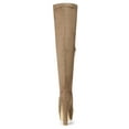 thumbnail image 2 of BLISSFUL STEP Women's Boot Platform Block Heel Over Knee Boots Taupe 7.5, 2 of 8