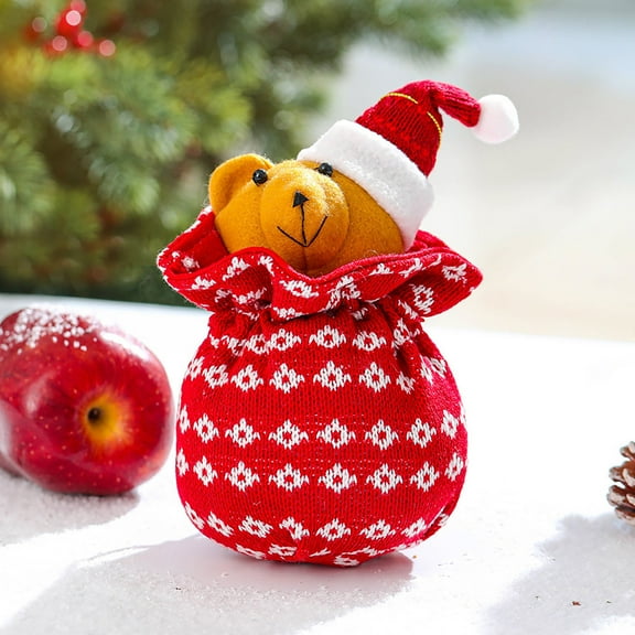 Chmadoxn Christmas Decorations Creative Christmas Decoration Gift Bag Children Knitted Mouth Fruit Bag Candy Bag Christmas Gift Bag Xmas Tree Ornaments