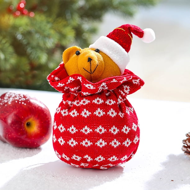 Xihbxyly Bolsa de Regalo Navideña, Diseño de Tejido de Punto, Asa Resistente para Colgar, Ideal para Piruletas y Dulces, Decoración Versátil, Ideal para Colgar En El Árbol de Navidad y La Chimenea, E