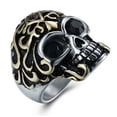 thumbnail image 4 of Mens 18K Gold Plated Stainless Steel Skull Ring European Ghost Head Customizable Inlaid Gemstone Ring for Men Fashion Jewelry Biker Ring, 4 of 6