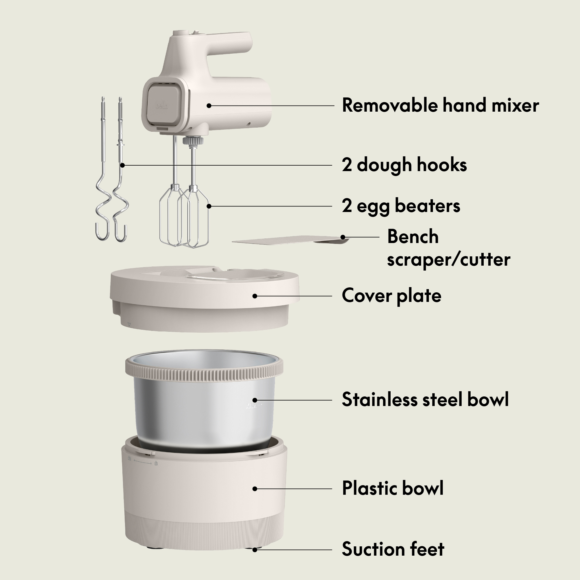 Bella 3.5 Qt Hand & Stand Mixer, 200W, 6-Speed photo 2