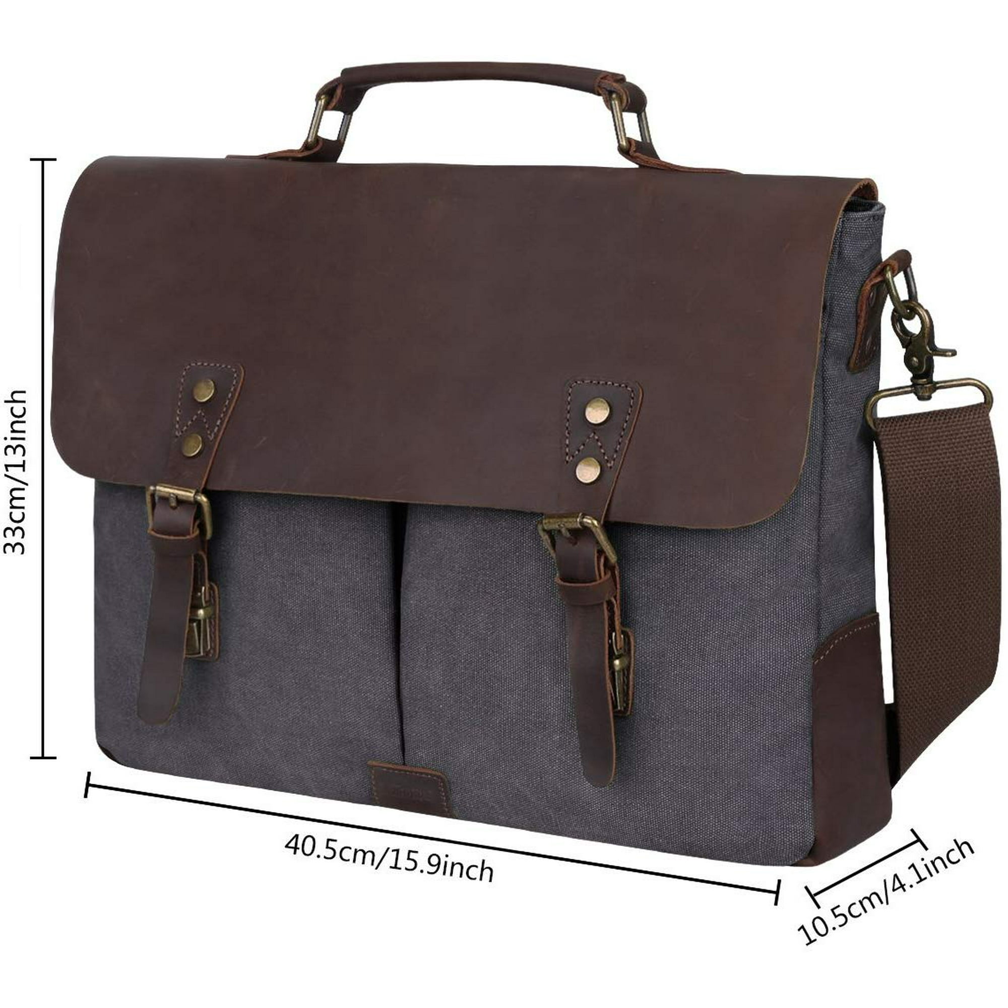 S Zone Fashion Canvas Genuine Leather Trim Travel Briefcase 15 6 Inch Laptop Bag Messenger Bag Walmart Com Walmart Com