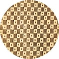 thumbnail image 1 of Ahgly Company Indoor Round Checkered Brown Modern Area Rugs, 7' Round, 1 of 4