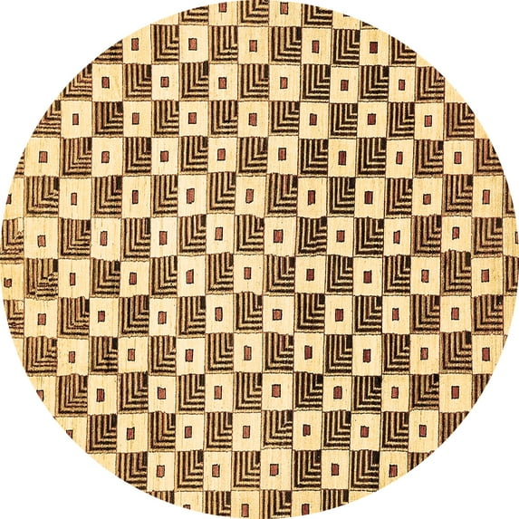 Ahgly Company Indoor Round Checkered Brown Modern Area Rugs, 7' Round