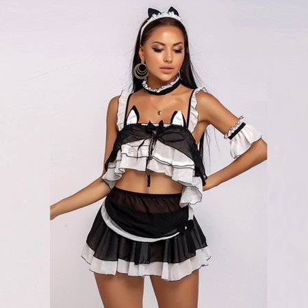 

EQWLJWE Sexy Lingerie for Women Women Maid Maid Sexy Lingerie Uniform Temptation Nightdress Split Suit One Size