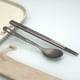 thumbnail image 4 of Juego de vajilla de titanio puro para exteriores, cuchillo y tenedor esmerilados para el hogar, cuchara, palillos, juego de cuchillos y tenedores portátiles para viajes y campamentos, 4 of 6