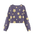 thumbnail image 2 of Xoenoiee Star Print Girls Crop Sweatshirt Fall Long Sleeve Pullover Round Neck Sweatshirt Fall Outfit, 13-14 Years, 2 of 7