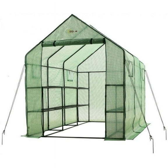 Machrus Ogrow Deluxe Walk-In Greenhouse with 2 Tiers & 12 Shelves - Durable Greenhouse Cover for Outdoor & Indoor Use