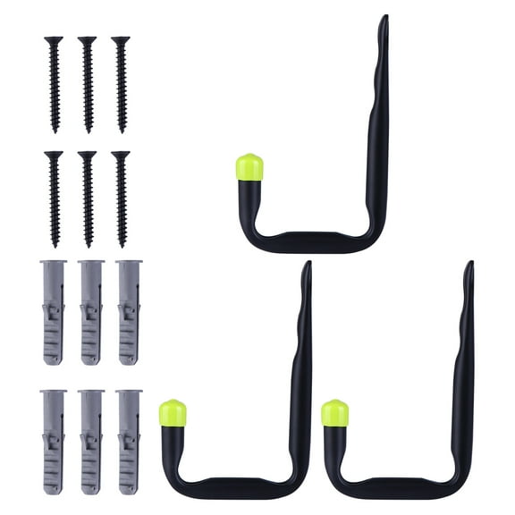Tineasur Black Steel Heavy Duty Garage Hooks with Arm Protector for Warehouse Organization