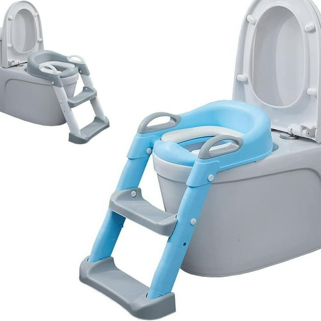 Asiento de Entrenamiento para Baño con Escalera Antideslizante - Asiento Entrenador para Baño Niño, Taburete Plegable Infantil para Taza, con Acolchonado, Asiento Ergonómico Rosa, A, Cojín Duro