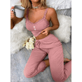 thumbnail image 2 of Women's Ribbed, Lace Trim Two-Piece Pajama Set, Pink, Medium, 2 of 2
