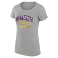 thumbnail image 2 of Women's G-III 4Her by Carl Banks Heather Gray Minnesota Vikings Filigree Logo Fitted T-Shirt, 2 of 3