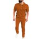 thumbnail image 1 of Conjunto de dos piezas Cagnkofi para hombre, transpirable, de verano, informal, de manga corta y pantalón largo, chándal de color liso., 1 of 5