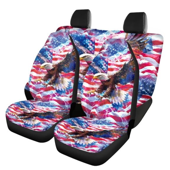 Pzuqiu Car Seat Covers Easy to Install Polyester, Compatible with Car Interiors Auto Seats, for Truck Trucks, Eagle Sky